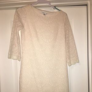 3/4 sleeve off-white dress